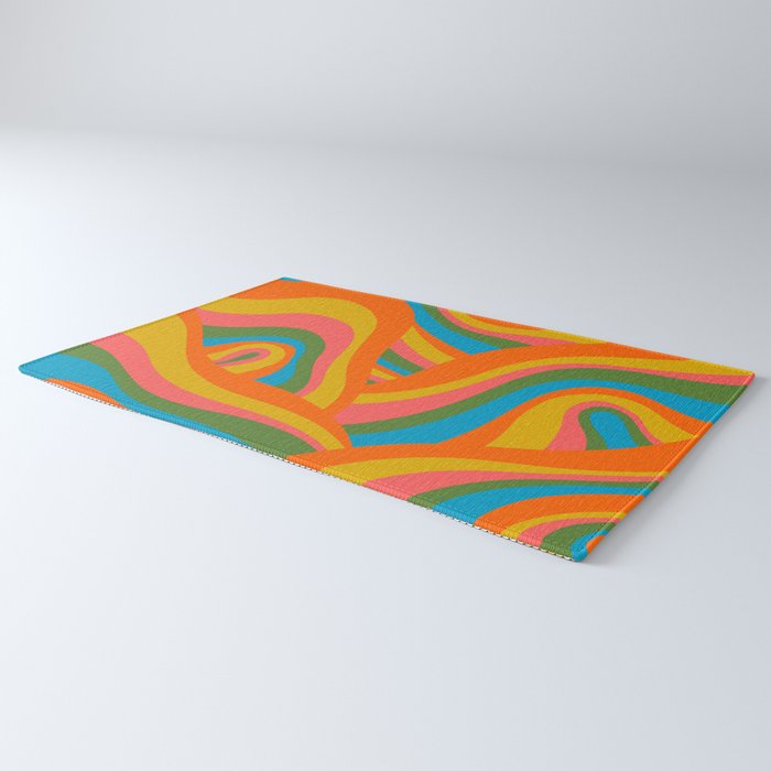 Retro 70s Psychedelic Abstract Pattern Rug Gallery Image 3