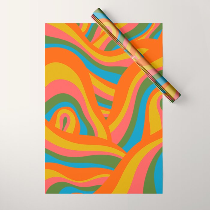 Retro 70s Psychedelic Abstract Pattern Wrapping Paper Gallery Image 1
