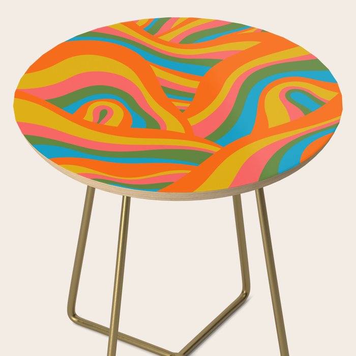 Retro 70s Psychedelic Abstract Pattern Side Table Gallery Image 2