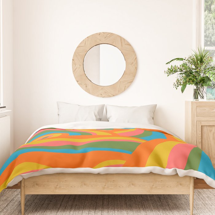 Retro 70s Psychedelic Abstract Pattern Duvet Cover Gallery Image 3