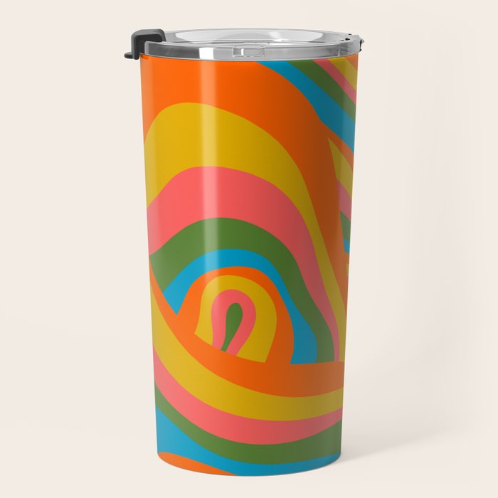 Retro 70s Psychedelic Abstract Pattern Travel Mug Gallery Image 3