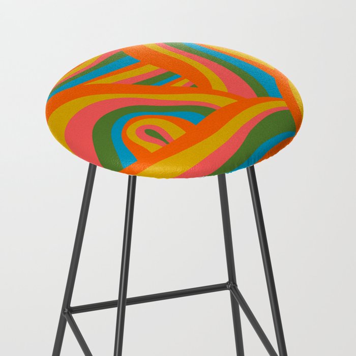 Retro 70s Psychedelic Abstract Pattern Stool Gallery Image 2