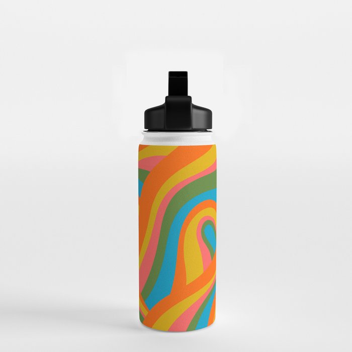 Retro 70s Psychedelic Abstract Pattern Water Bottle Gallery Image 2