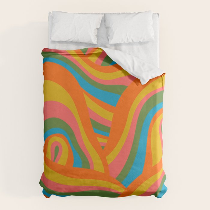 Retro 70s Psychedelic Abstract Pattern Duvet Cover Gallery Image 1