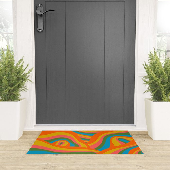 Retro 70s Psychedelic Abstract Pattern Welcome Mat Gallery Image 3