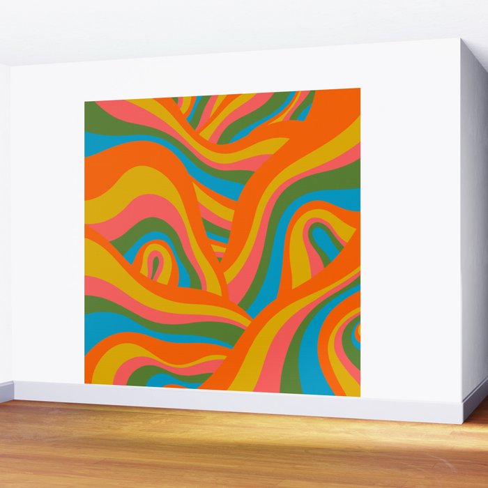Retro 70s Psychedelic Abstract Pattern Wall Mural Gallery Image 2
