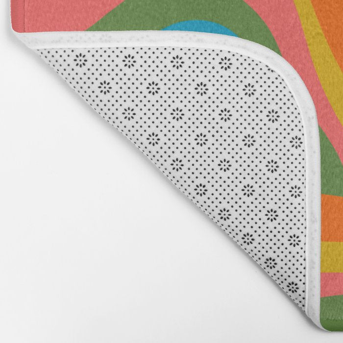 Retro 70s Psychedelic Abstract Pattern Bath Mat Gallery Image 2