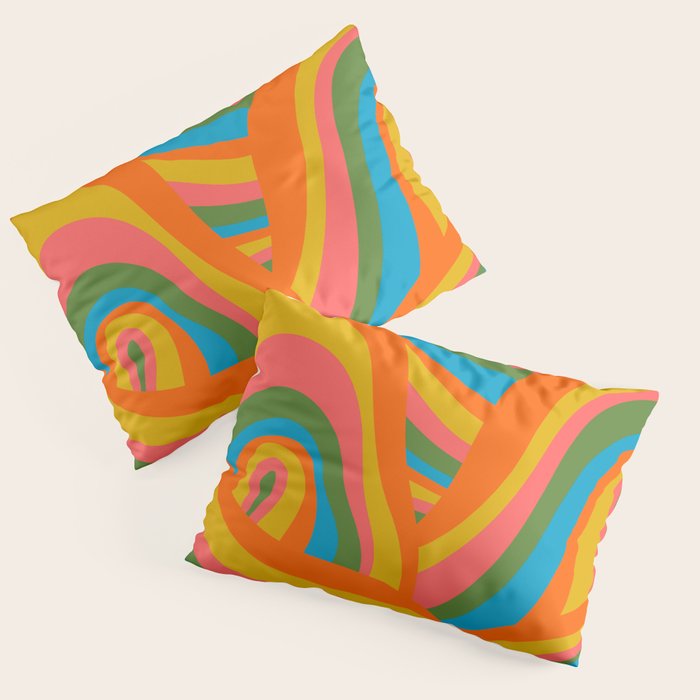 Retro 70s Psychedelic Abstract Pattern Pillow Sham Gallery Image 3
