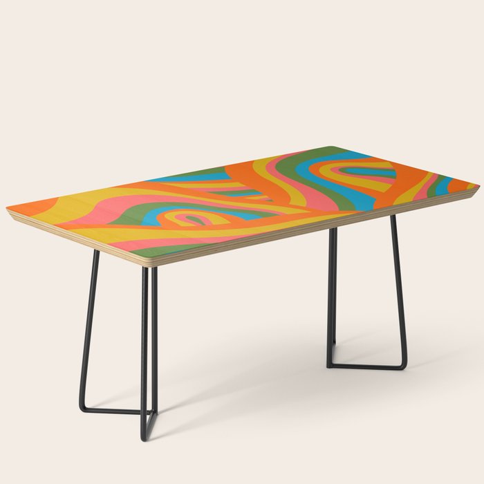 Retro 70s Psychedelic Abstract Pattern Coffee Table Gallery Image 1