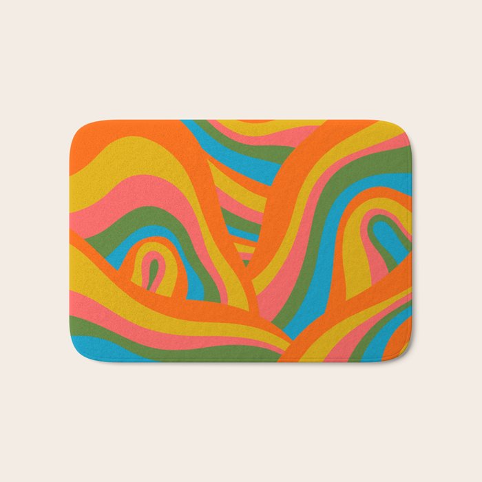 Retro 70s Psychedelic Abstract Pattern Bath Mat Gallery Image 1