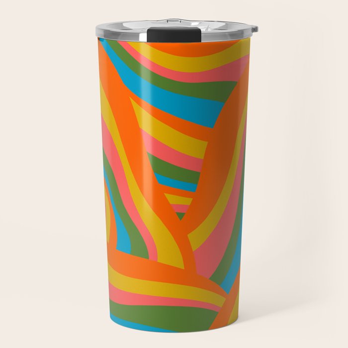 Retro 70s Psychedelic Abstract Pattern Travel Mug Gallery Image 1