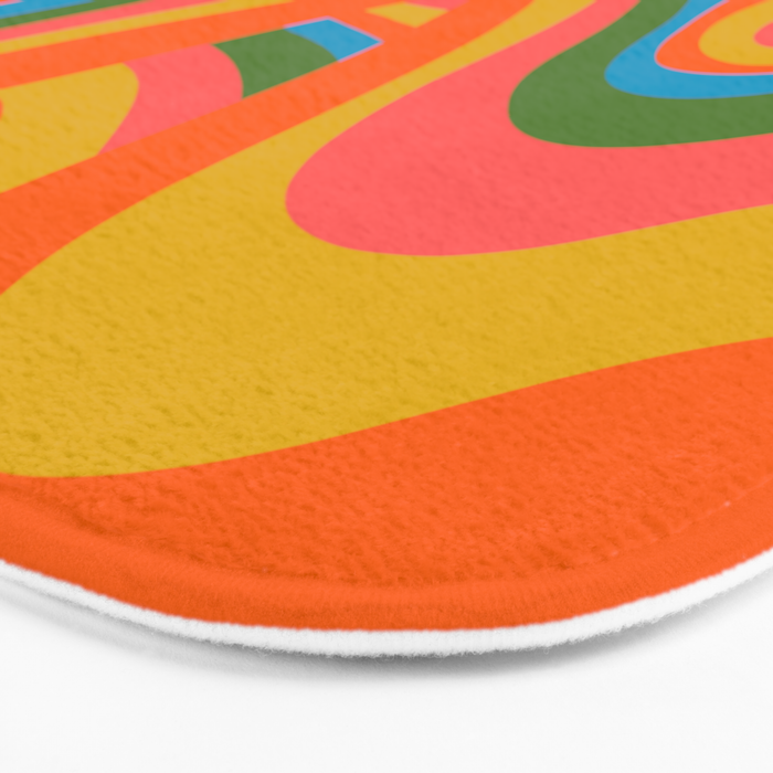 Retro 70s Psychedelic Abstract Pattern Bath Mat Gallery Image 3