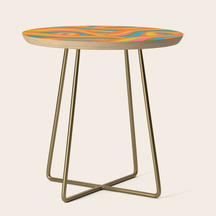 Retro 70s Psychedelic Abstract Pattern Side Table Gallery Image 1