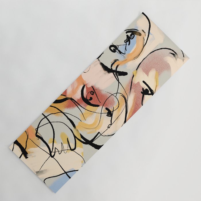 Abstract Female Figure Line Art Yoga Mat Gallery Image 1