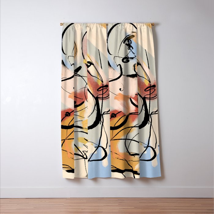 Abstract Female Figure Line Art Window Curtain Gallery Image 3