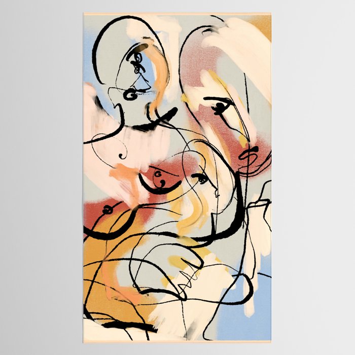 Abstract Female Figure Line Art Tablecloth Gallery Image 2