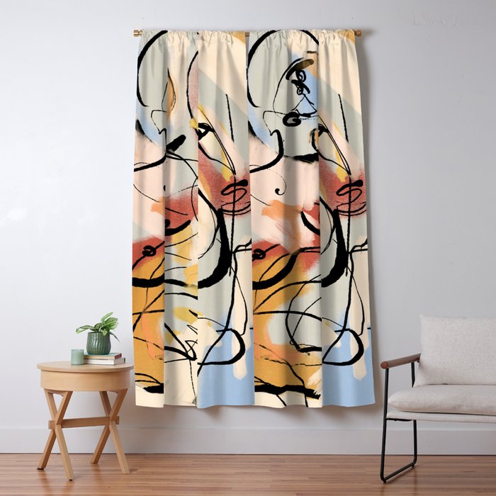 Abstract Female Figure Line Art Window Curtain Gallery Image 5