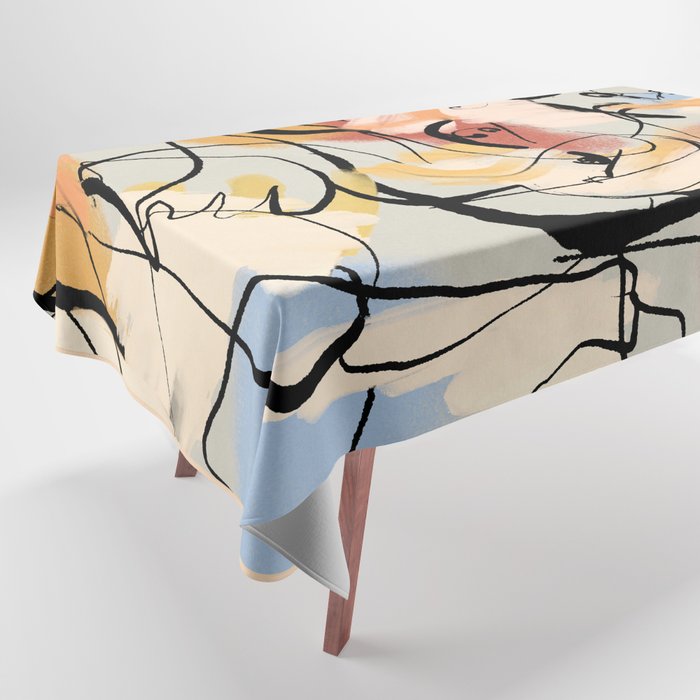 Abstract Female Figure Line Art Tablecloth Gallery Image 1