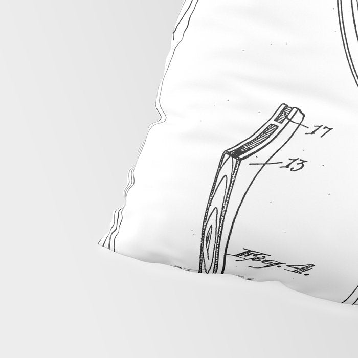 Tennis Racket Patent - Tennis Lover Coach Player Fan Art - White Pillow Sham Gallery Image 4