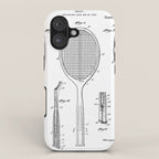 Tennis Racket Patent - Tennis Lover Coach Player Fan Art - White iPhone Case Gallery Image 1