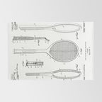 Tennis Racket Patent - Tennis Lover Coach Player Fan Art - White Rug Gallery Image 2
