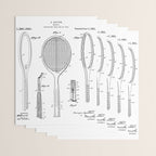 Tennis Racket Patent - Tennis Lover Coach Player Fan Art - White Wrapping Paper Gallery Image 3