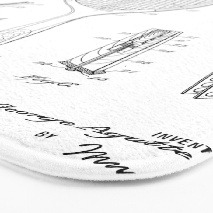 Tennis Racket Patent - Tennis Lover Coach Player Fan Art - White Bath Mat Gallery Image 3