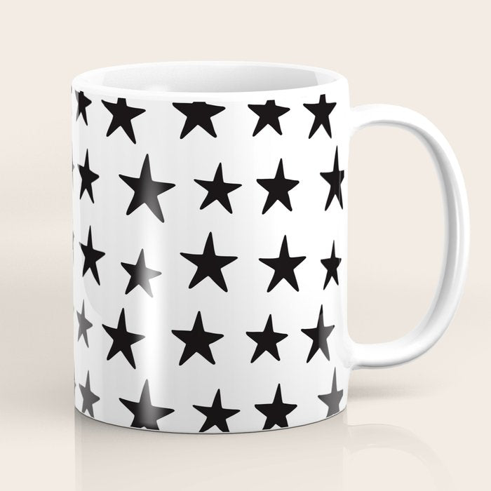 Star Pattern Black On White Coffee Mug