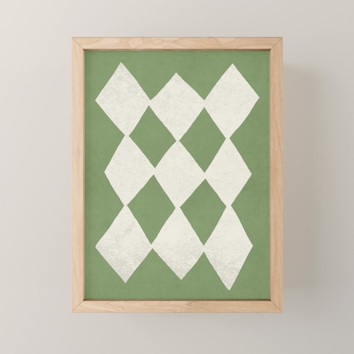 Diamond Pattern Abstract - Green Mini Art Print Gallery Image 1