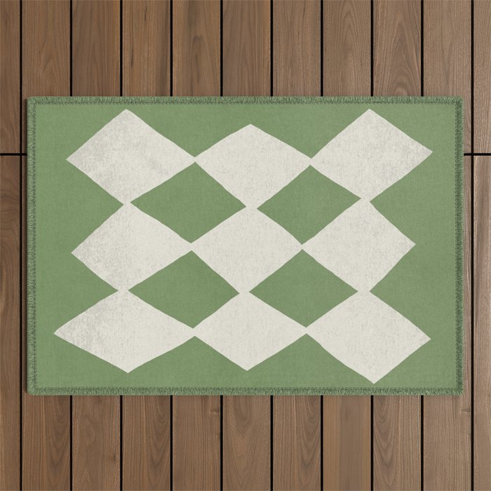 Diamond Pattern Abstract - Green Outdoor Rug Gallery Image 1