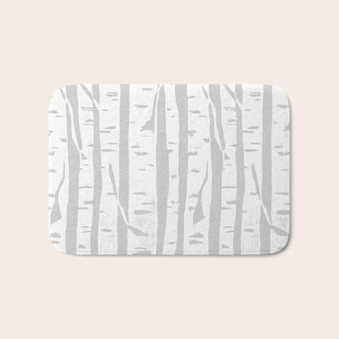 Woodcut Birches Grey Bath Mat Gallery Image 1