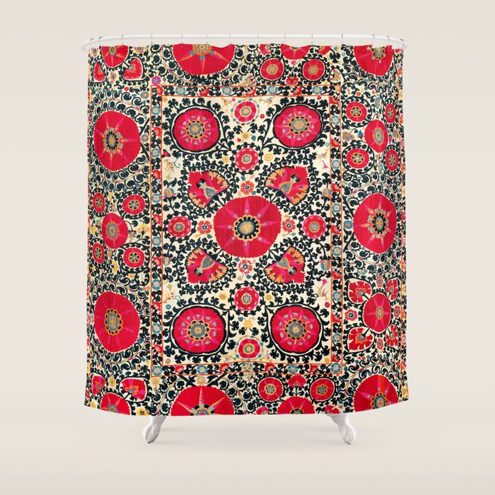 Shakhrisyabz Suzani Uzbek Embroidery Print Shower Curtain Gallery Image 1