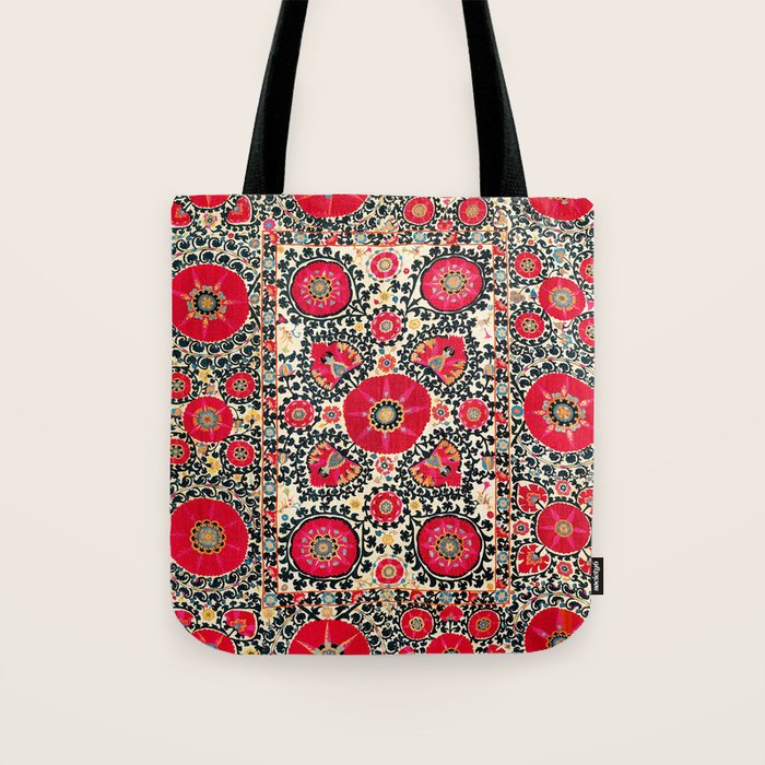 Shakhrisyabz Suzani Uzbek Embroidery Print Tote Bag Gallery Image 1