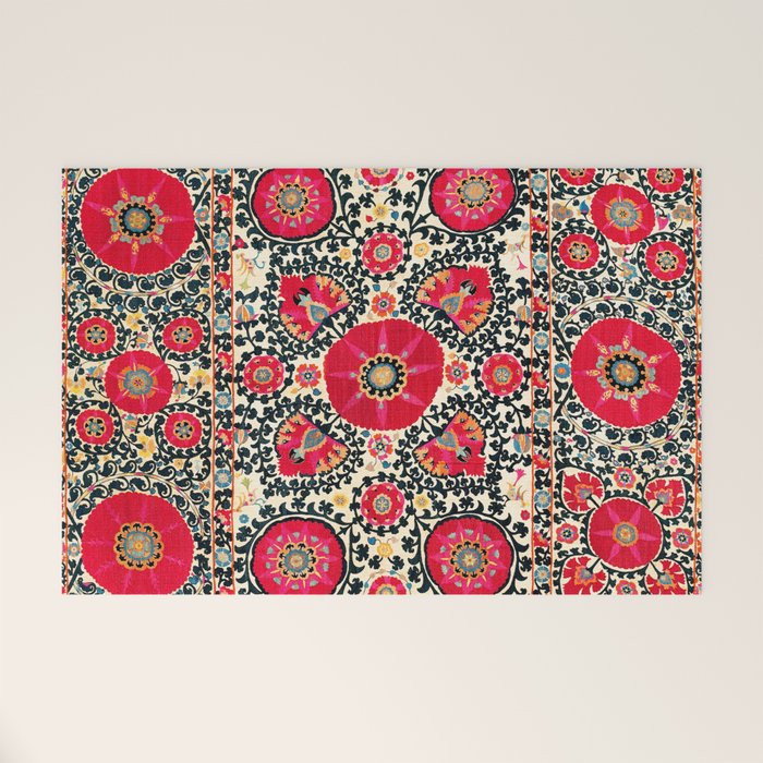 Shakhrisyabz Suzani Uzbek Embroidery Print Welcome Mat Gallery Image 1
