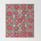 Shakhrisyabz Suzani Uzbek Embroidery Print Throw Blanket Gallery Image 2