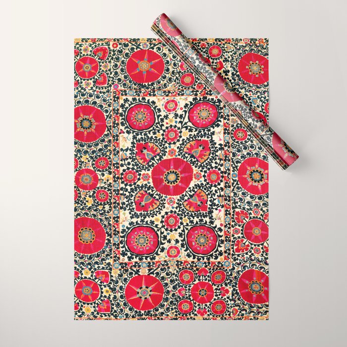 Shakhrisyabz Suzani Uzbek Embroidery Print Wrapping Paper Gallery Image 1