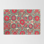 Shakhrisyabz Suzani Uzbek Embroidery Print Rug Gallery Image 2