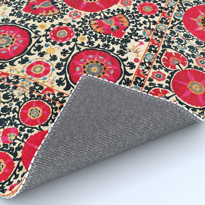 Shakhrisyabz Suzani Uzbek Embroidery Print Rug Gallery Image 4