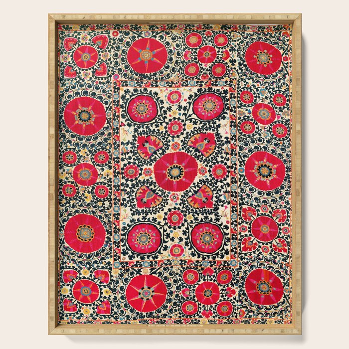 Shakhrisyabz Suzani Uzbek Embroidery Print Serving Tray Gallery Image 1