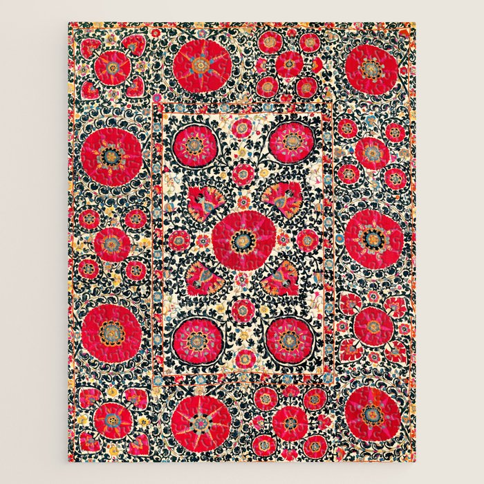Shakhrisyabz Suzani Uzbek Embroidery Print Jigsaw Puzzle Gallery Image 1