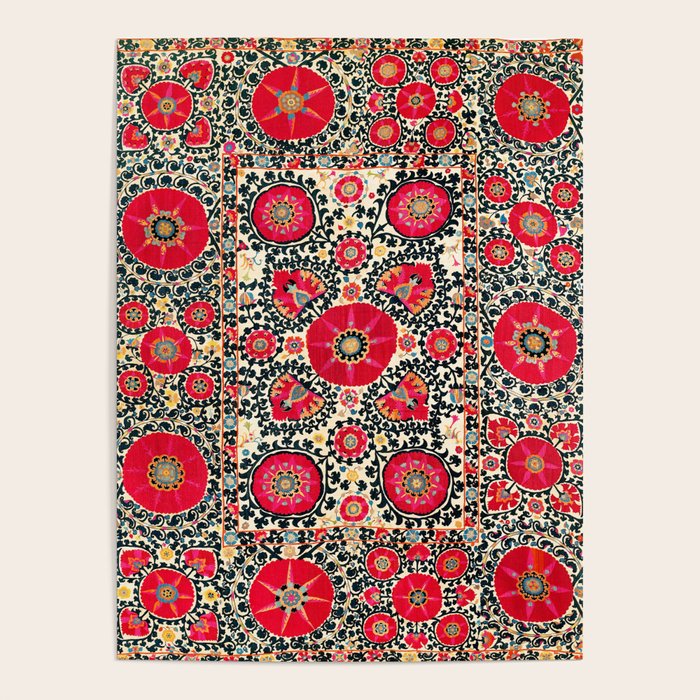 Shakhrisyabz Suzani Uzbek Embroidery Print Poster Gallery Image 1