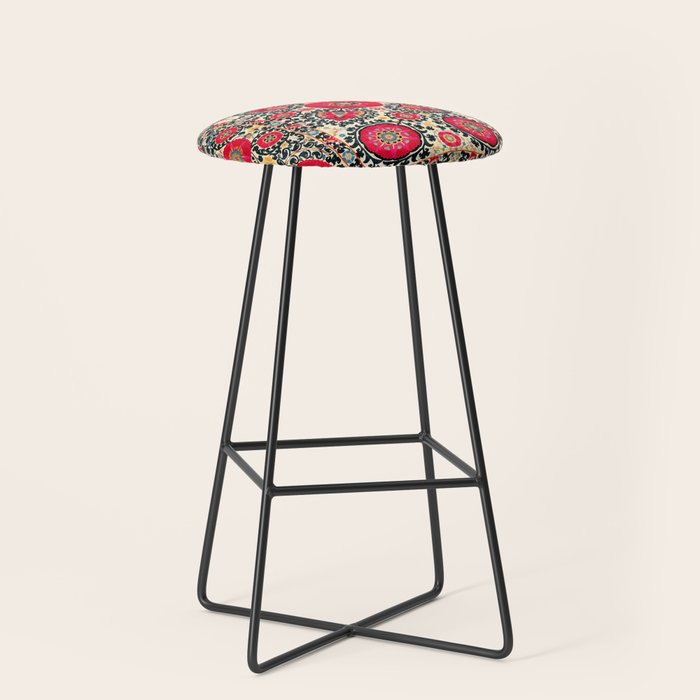 Shakhrisyabz Suzani Uzbek Embroidery Print Stool Gallery Image 1