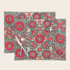 Shakhrisyabz Suzani Uzbek Embroidery Print Placemat Gallery Image 1