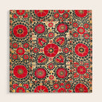Shakhrisyabz Suzani Uzbek Embroidery Print Wood Wall Art Gallery Image 1