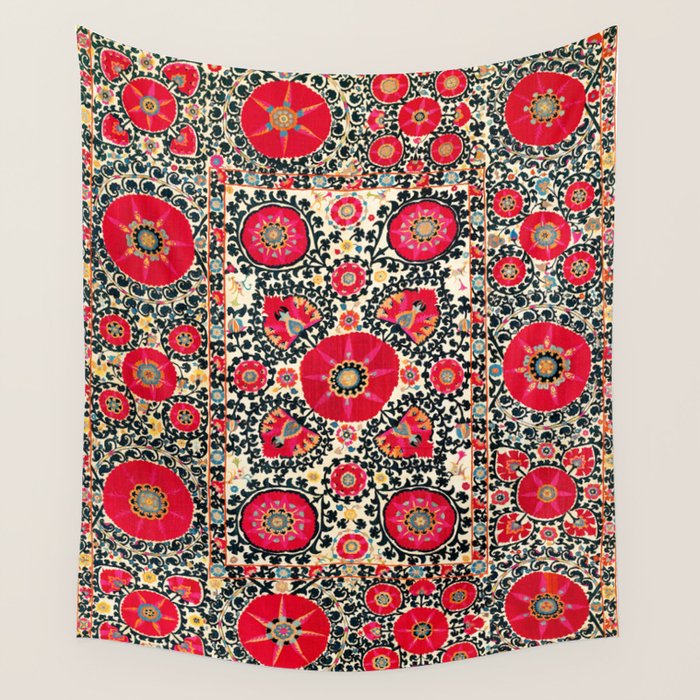 Shakhrisyabz Suzani Uzbek Embroidery Print Wall Tapestry Gallery Image 1