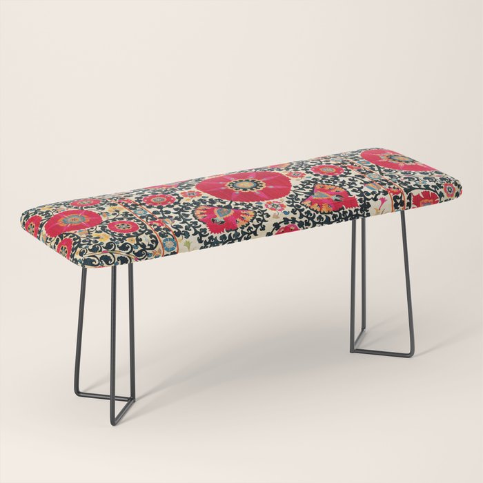 Shakhrisyabz Suzani Uzbek Embroidery Print Bench Gallery Image 1