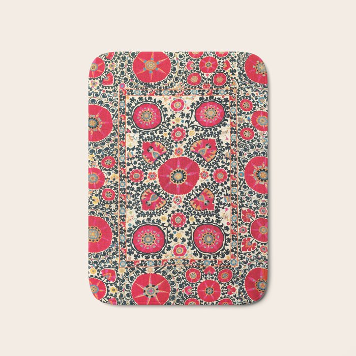 Shakhrisyabz Suzani Uzbek Embroidery Print Bath Mat Gallery Image 1
