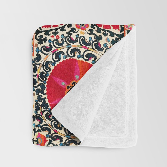 Shakhrisyabz Suzani Uzbek Embroidery Print Throw Blanket Gallery Image 3