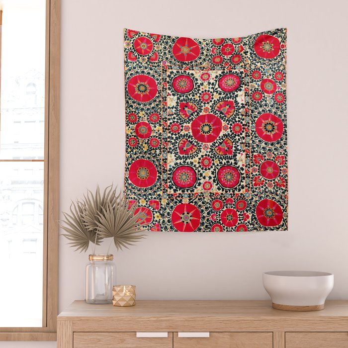 Shakhrisyabz Suzani Uzbek Embroidery Print Wall Tapestry Gallery Image 2
