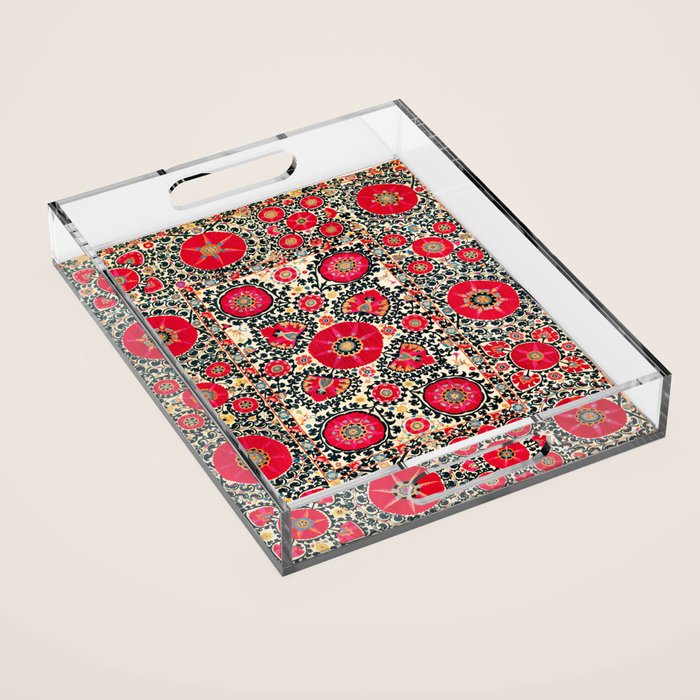 Shakhrisyabz Suzani Uzbek Embroidery Print Acrylic Tray Gallery Image 1